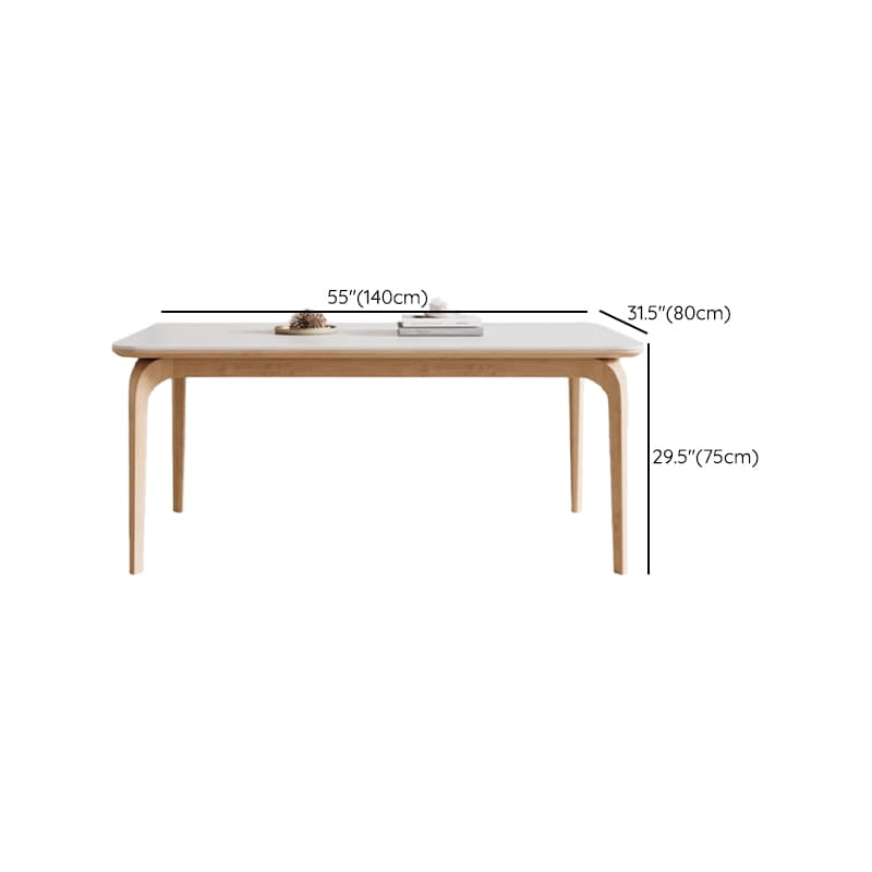 Dining Table Set with Slate Stone Fixed Table, Padded Chair Back for 6 People in White - image 8