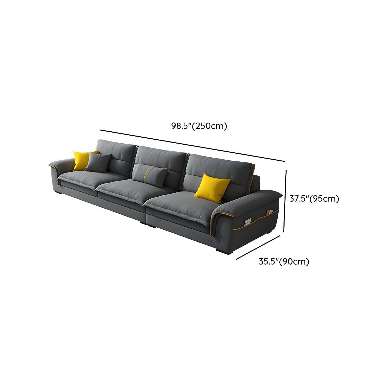 Modern Gray Cotton and Linen Sectional Sofa with Wood Frame and Storage Included - image 17