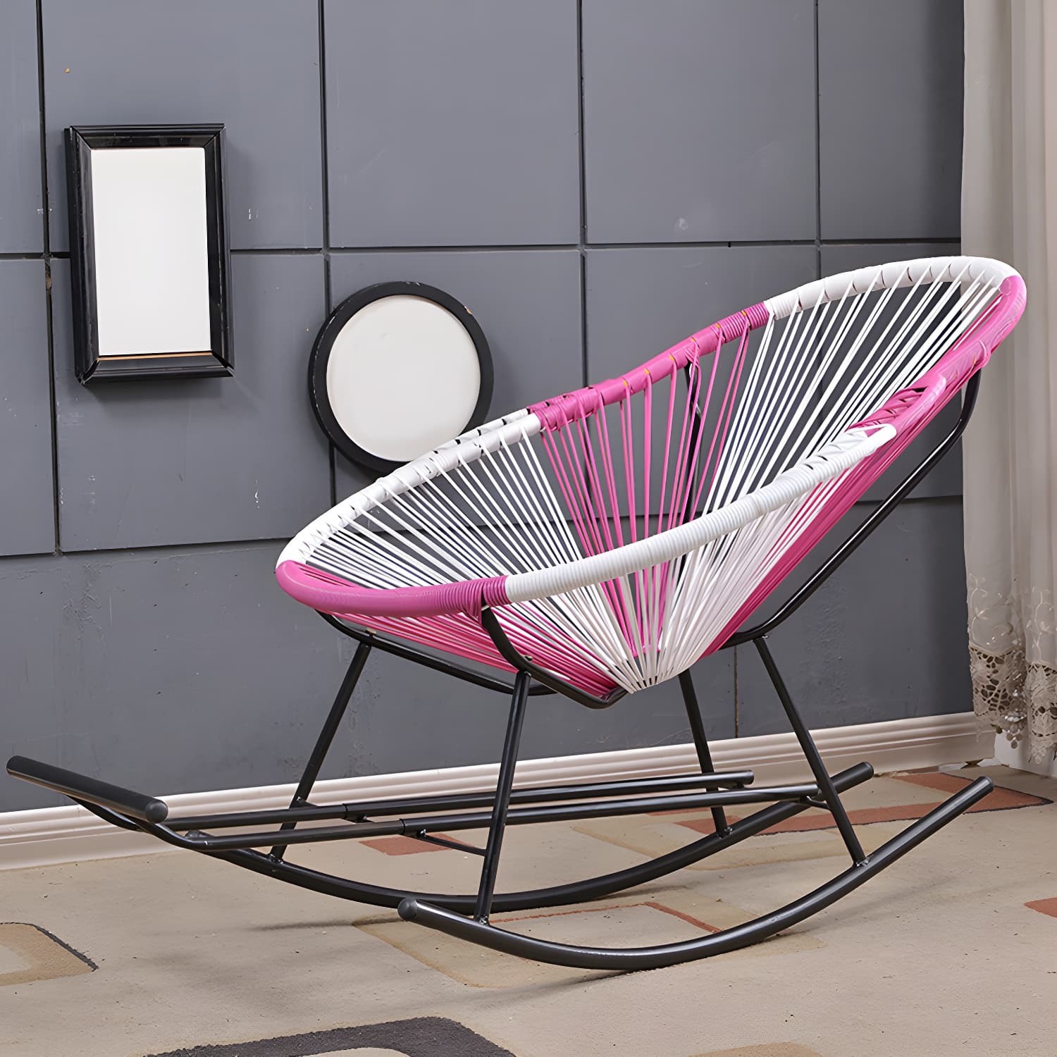 Modern Minimalist Rocker Chair Metal Frame Spindle Rocker Chair for Home - image 15