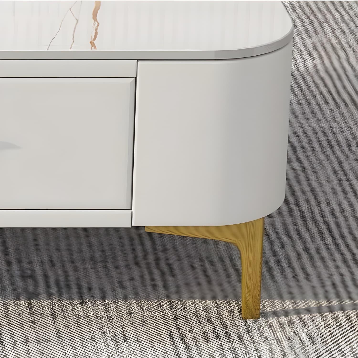 Modern Glass TV Stand with Low Height, 3 Drawers, Legs, and Easy Partial Assembly - image 9