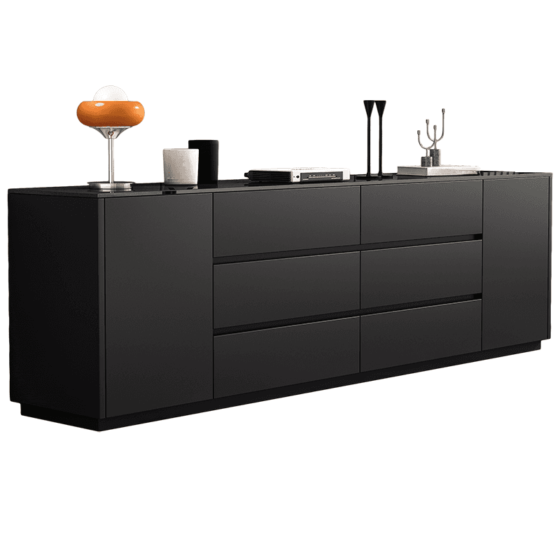 2-Door & 6 Drawers Rectangular TV Stand with Changeable Shelf for Sitting Room, 3 Tiers