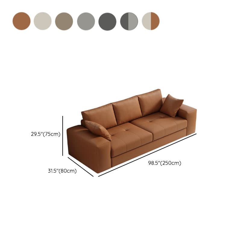 Modern Solid Color Scratch-defiant Standard Sofa in Pu with Dark Grey/Ivory/Coffee Upholstery, 4-seater/3-seater, and 2 Pillows - image 16