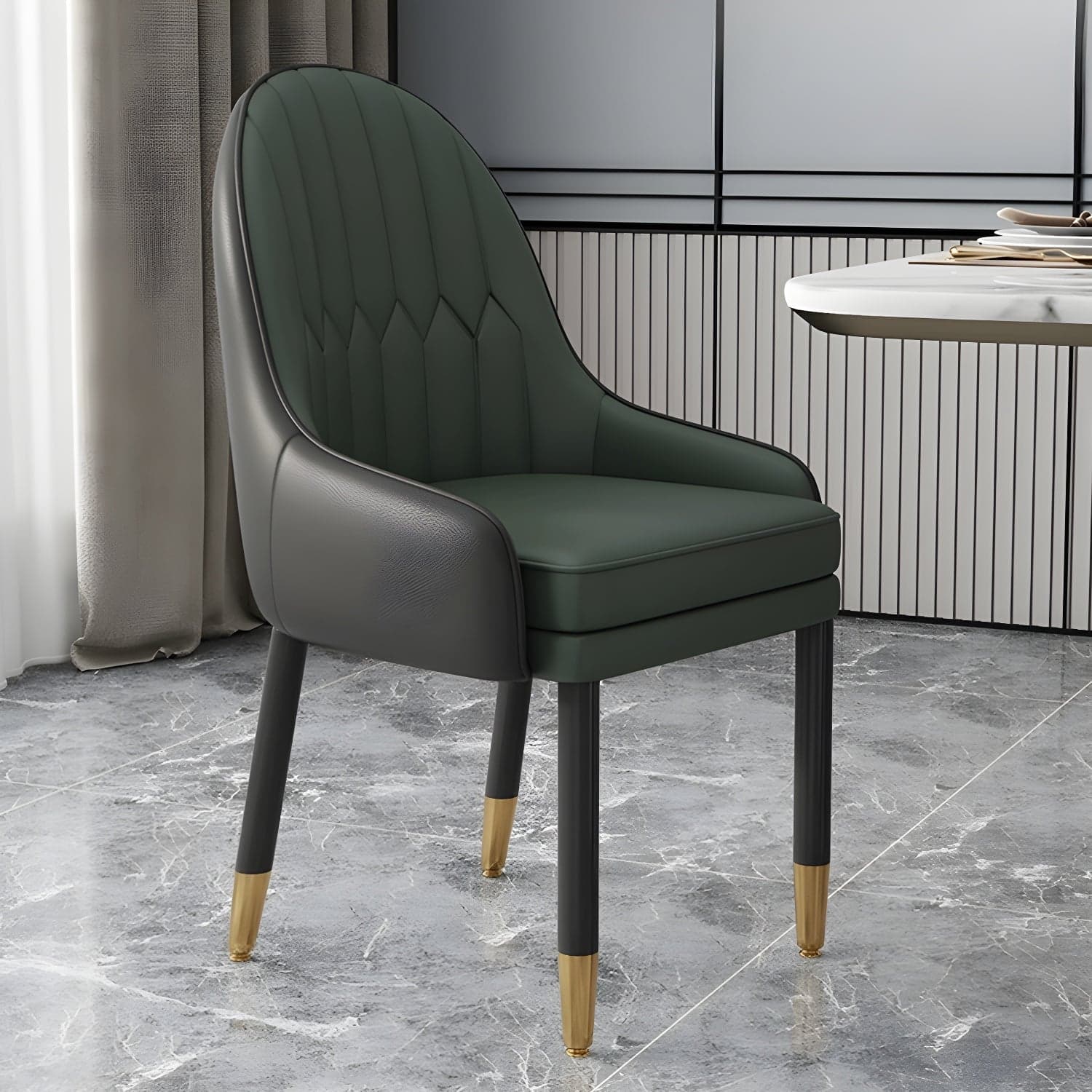 Elegant Glam Faux Leather Dining Chair with Solid Back for Kitchen & Dining - image 7