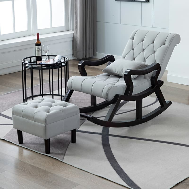Traditional Wooden Rocking Chair with Tufted Upholstery and Track Arms - image 14