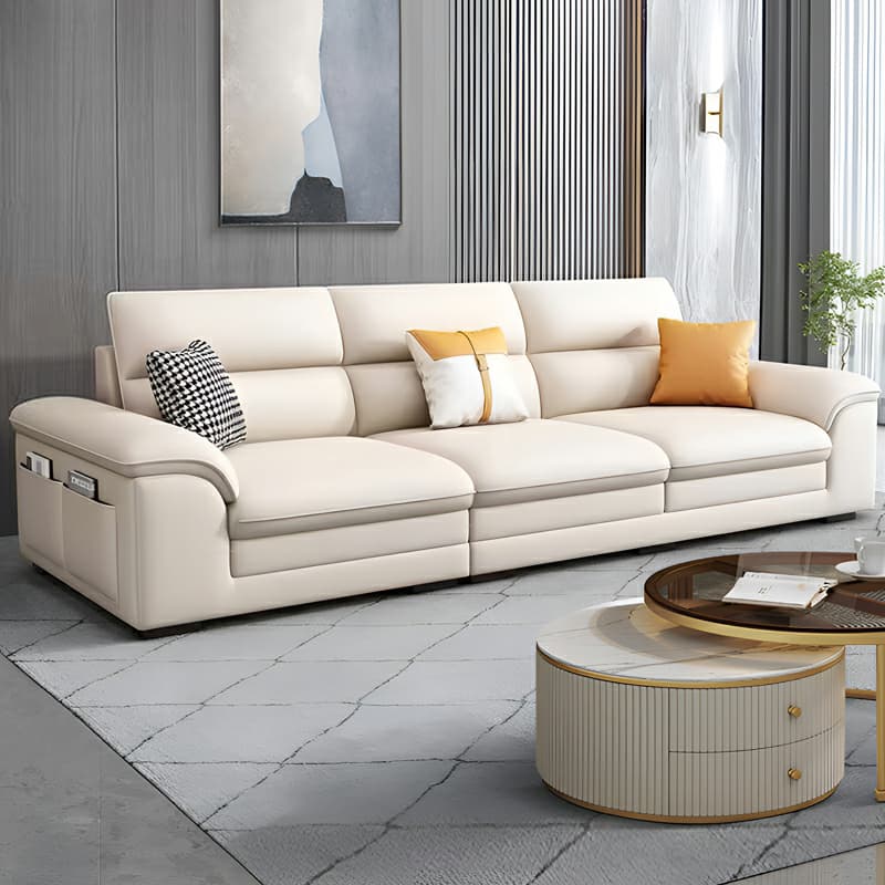 Modern Wood Frame White Sectional Sofa with Cushion Back and Storage Included - image 3