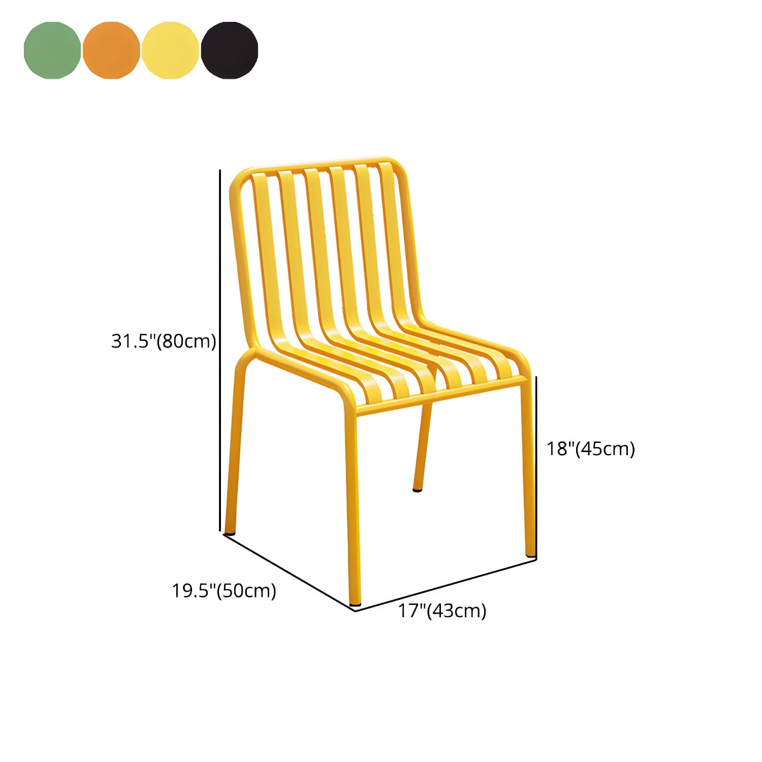 Contemporary Metal Patio Dining Side Chair Slat Back Side Chair - image 17