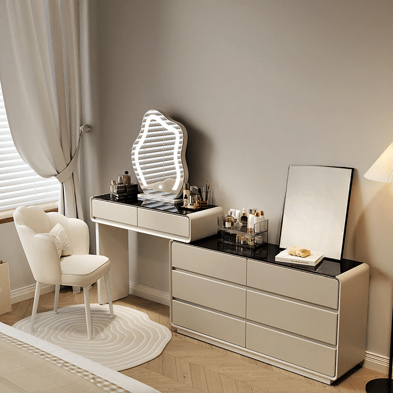 Vanity Set with Lighting, Scalable, and Push-Pull Features