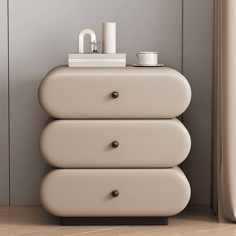 Old School 3-Tier Pleather Countertop Drawer Storage Nightstand - image 8