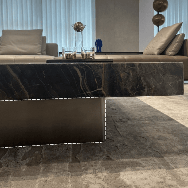 Contemporary Square Stone Top Sled Base Accent Table for Indoor Use - image 11