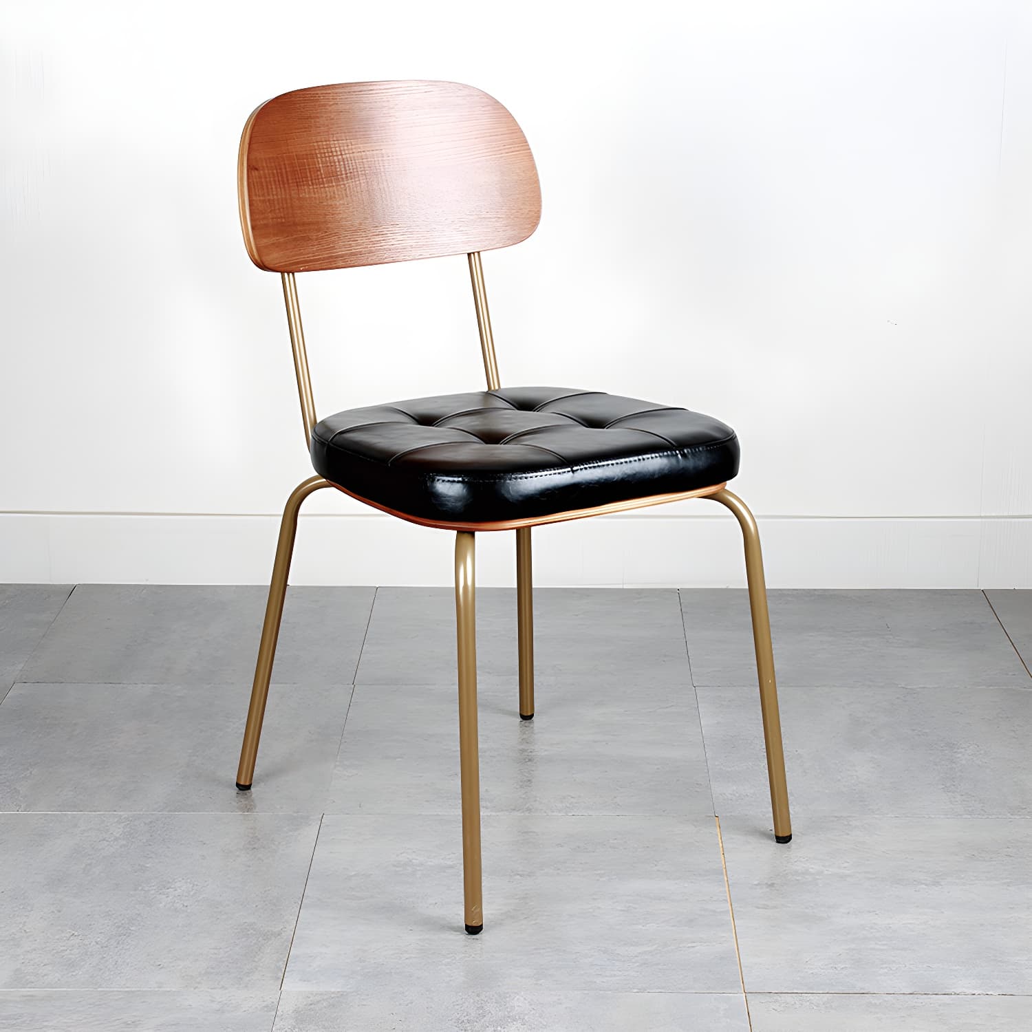 Industrial Style Leather Dining Side Chair Dining Room Open Back Side Chair Set - image 6