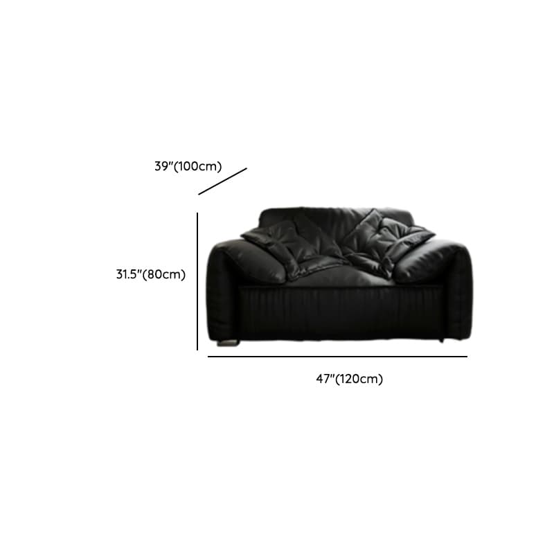 Modish Solid Color Water Resistant Standard Sofa in Midnight Black, Seats 5/4 Person/for 3 with 2 Pillows - image 15