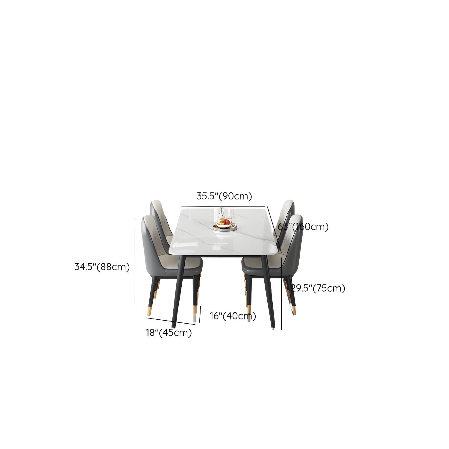 Rectangular White Stone Top Dining Set with Upholstered Chairs - image 9