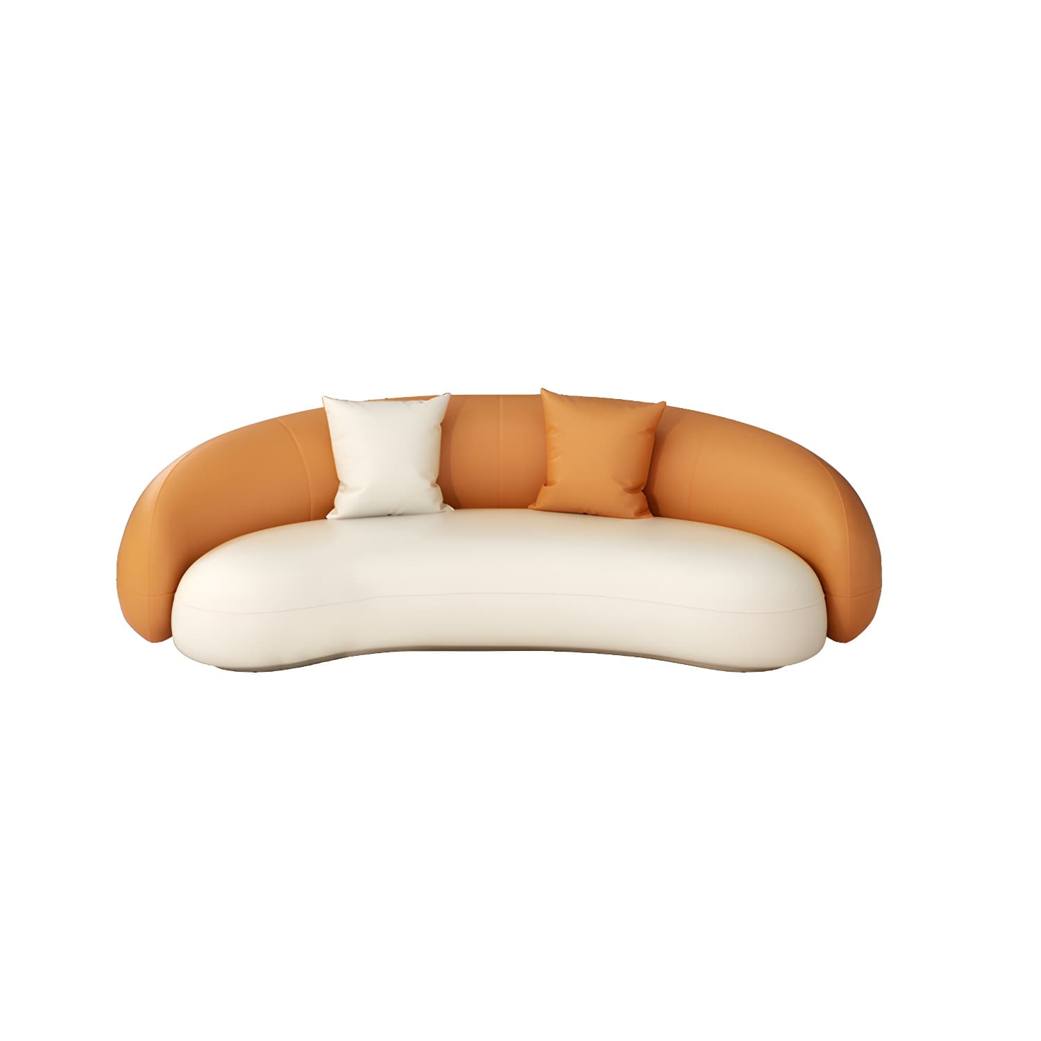 Beige Scandinavian Curved Sofa Tight Back Couch with Tuxedo Arm - image 9