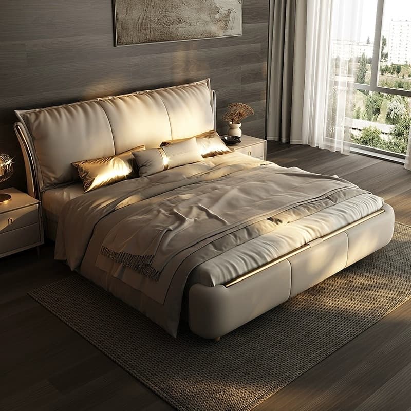 Light Gray Luxurious Solid Color Storage Bed/Platform Bed with Pine Wood Frame for Living Room - image 3