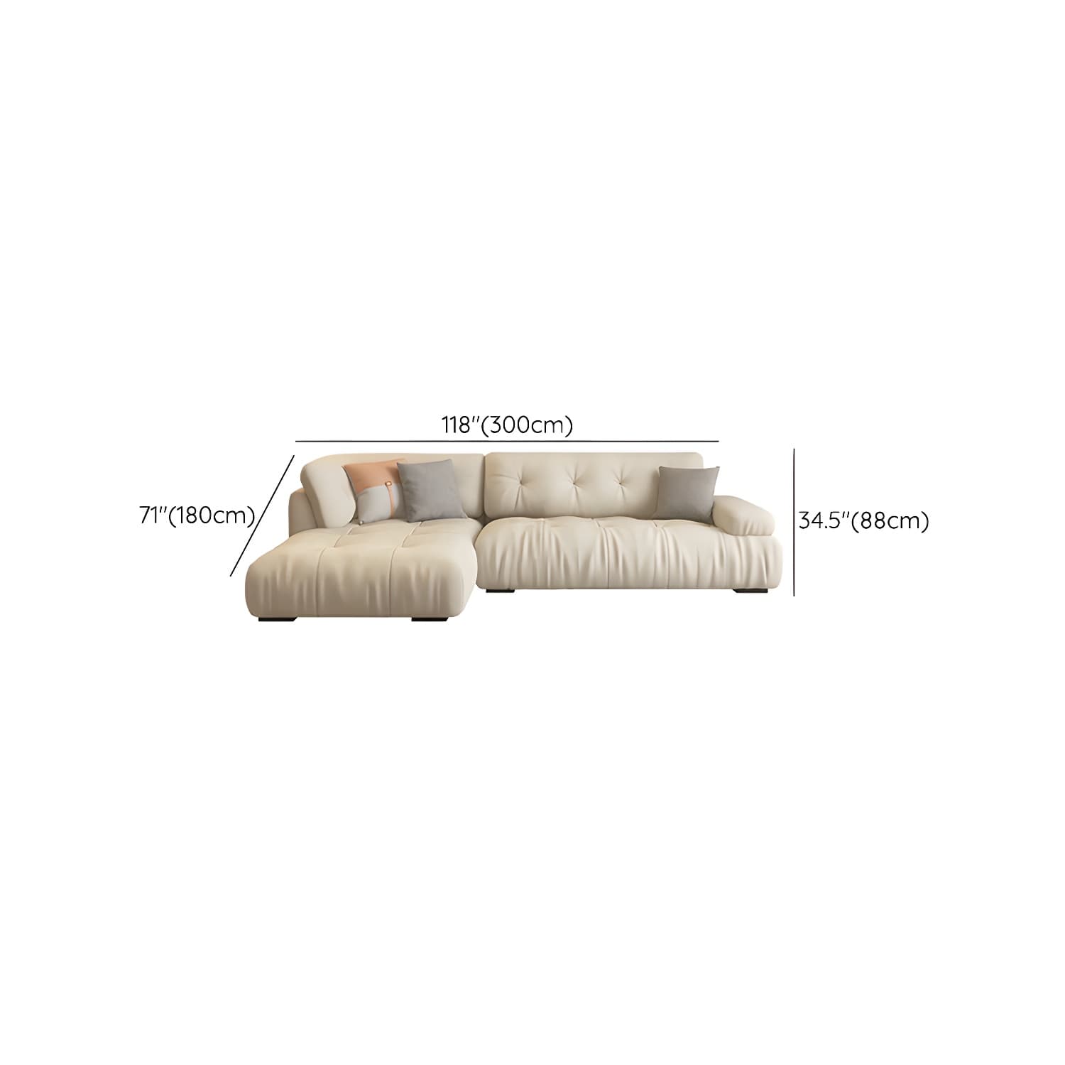 Flannel Upholstered Sectional Sofa in Gray with Scandinavian Wooden Frame - image 16