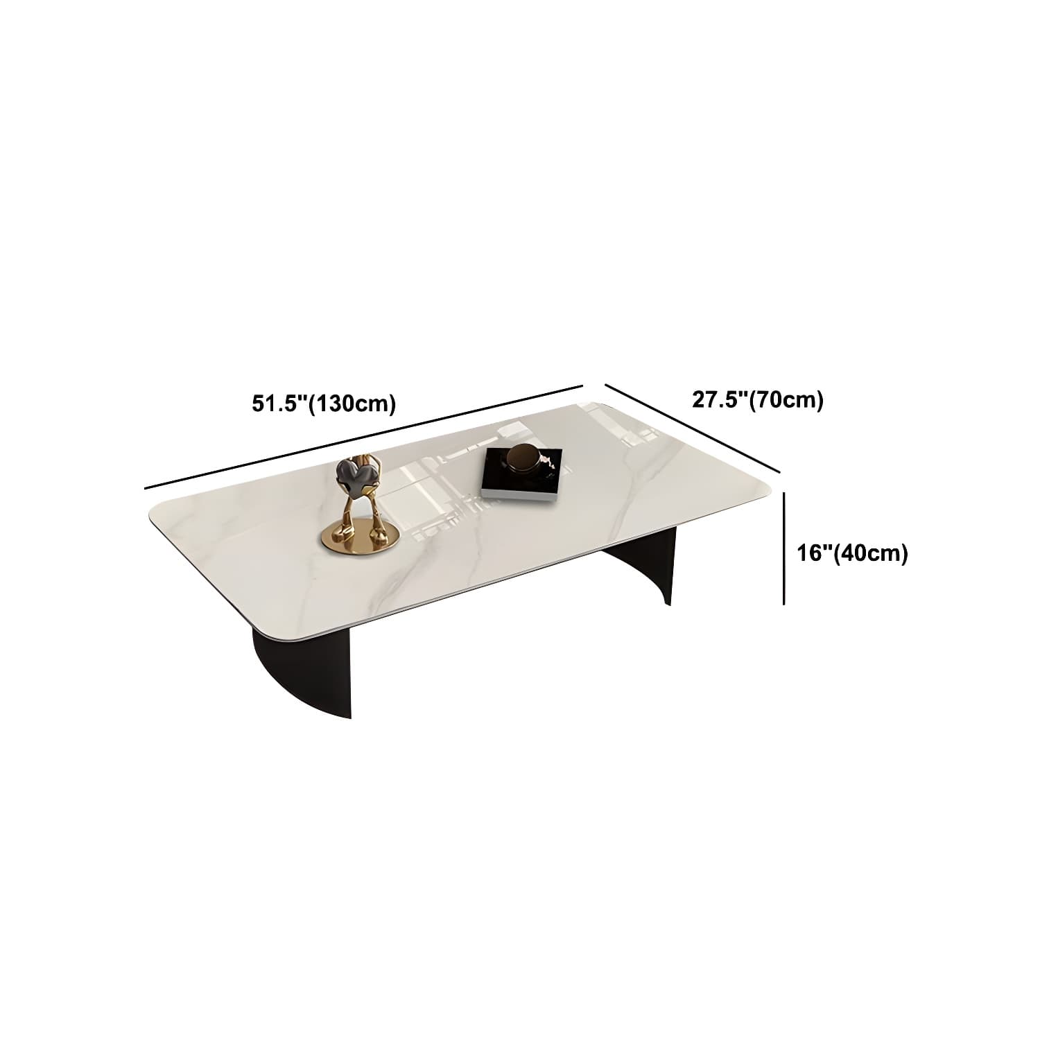 Glam 15.7" H Rectangle Slate Coffee Table Steel 2 Legs Cocktail Table - image 16