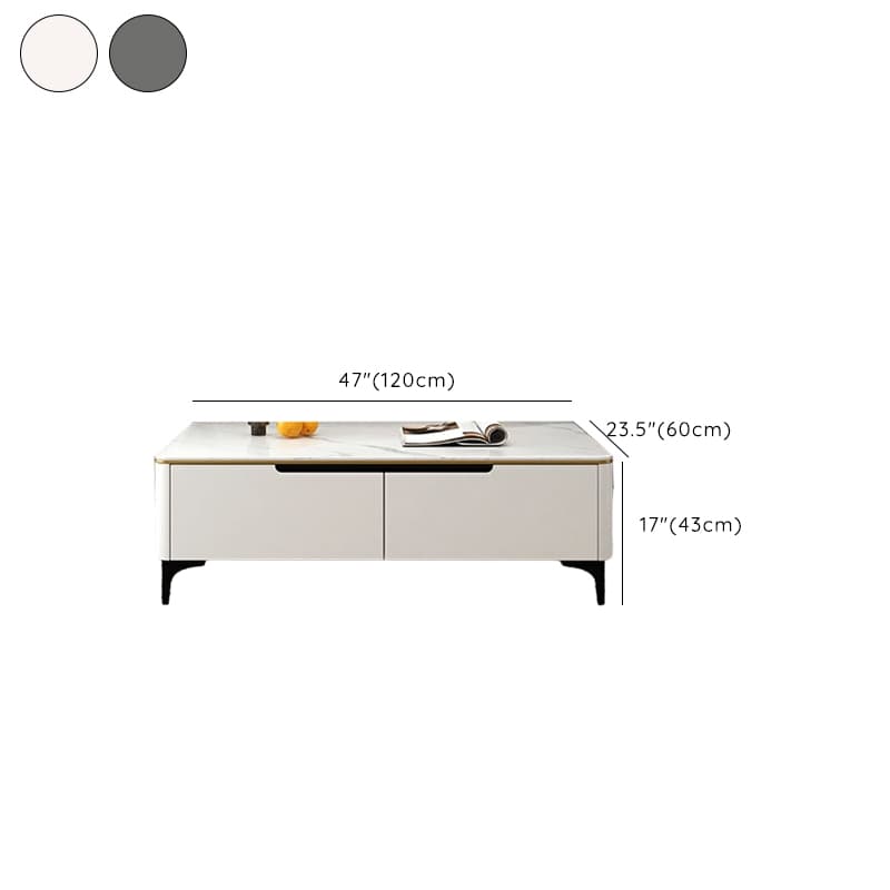 Contemporary Design Cream Oblong Sintered Stone Single Board Game Coffee Table with Block/Four Legs and Scratch Resistant - image 16