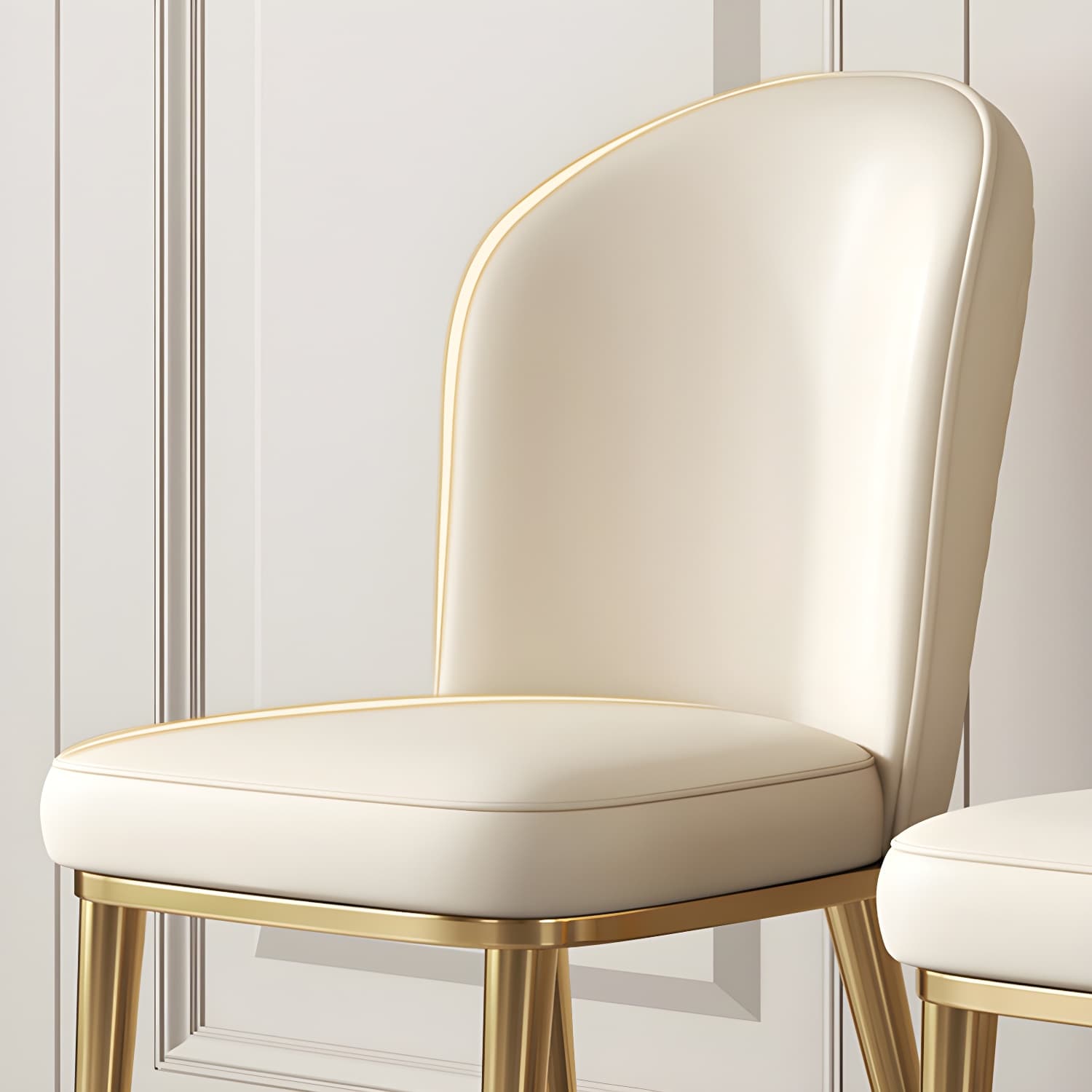 Gold Leg Glam Side Chair with Low Back and Upholstered Faux Leather in Polyurethane Material - image 17