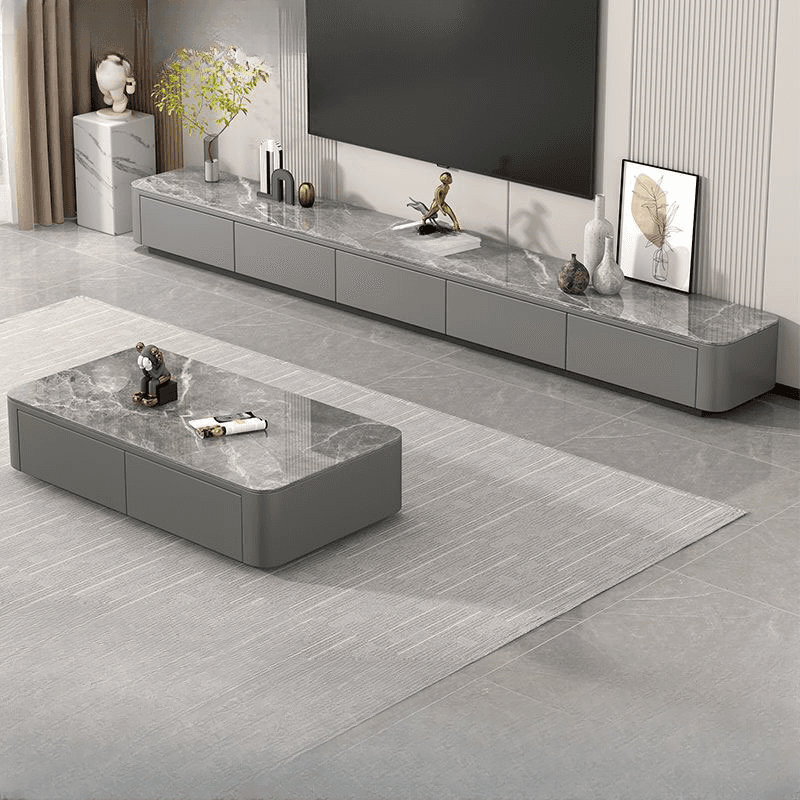 5-Drawer/3 Drawers/4-Drawer Simplistic Stone TV Stand in White/ Gray - image 3
