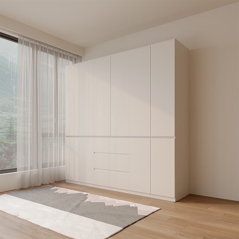 White Modish Manufactured Wood Armoire Cabinet with Soft Close Drawer, Soft Close Door, Interior Shelves, and Clothing Rod