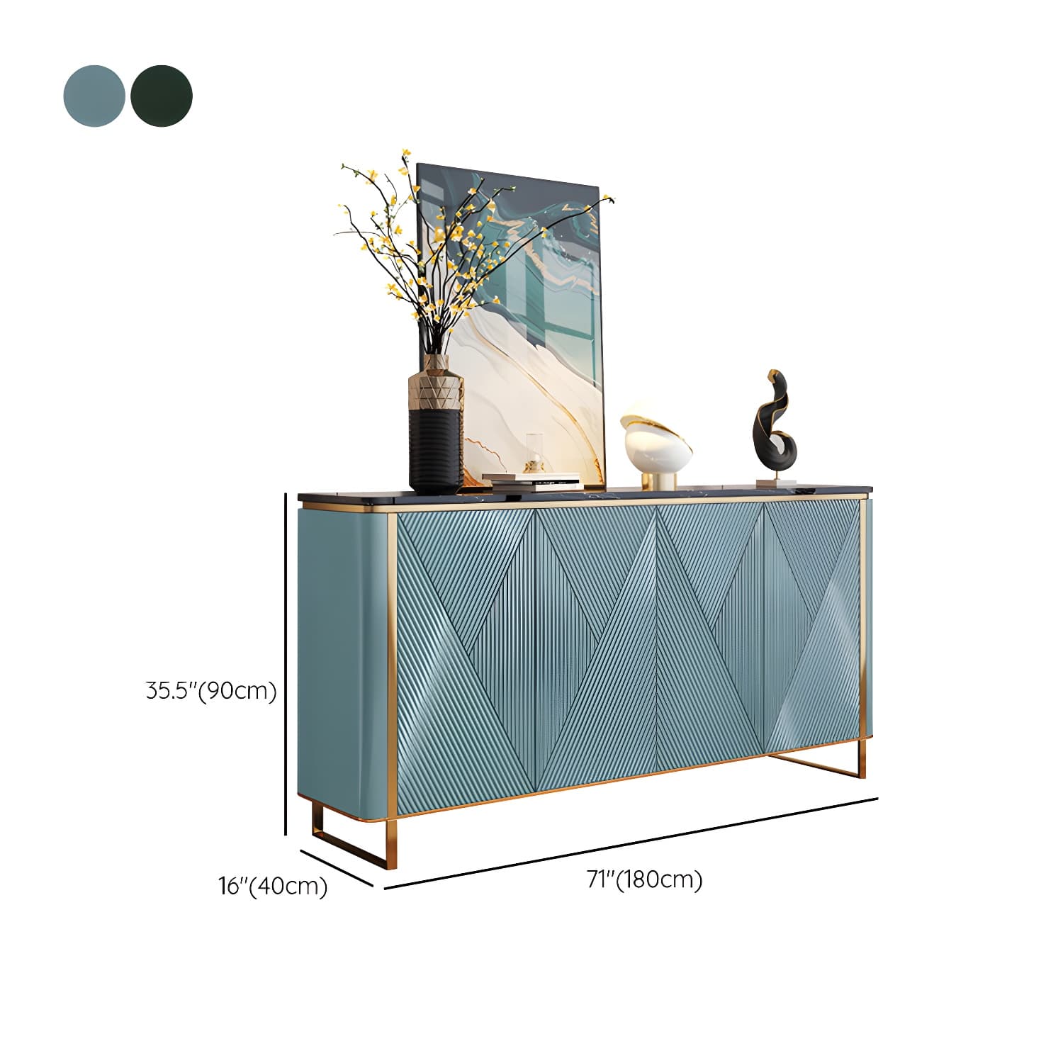 Modern & Contemporary Side Board Stone Credenza with Cabinets - image 16