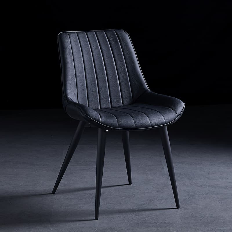 Outlined Faux Leather Upholstered Reliable Side Chair with Metal 4 Legs for Restaurant