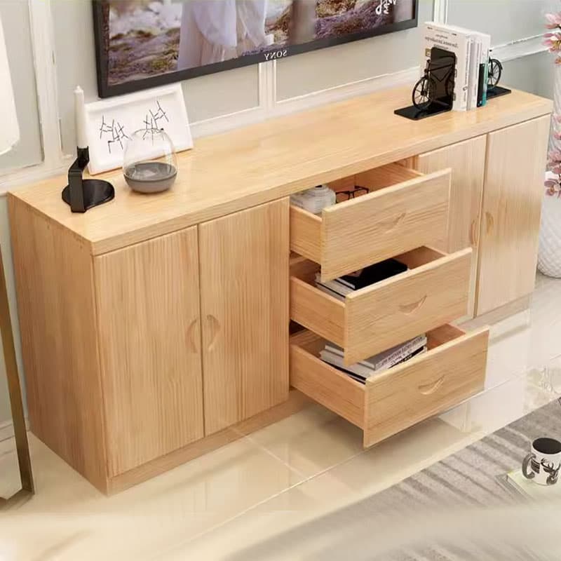 16" Wide Pine Wood Sideboard Table with Doors and Drawers for Living Room - image 3