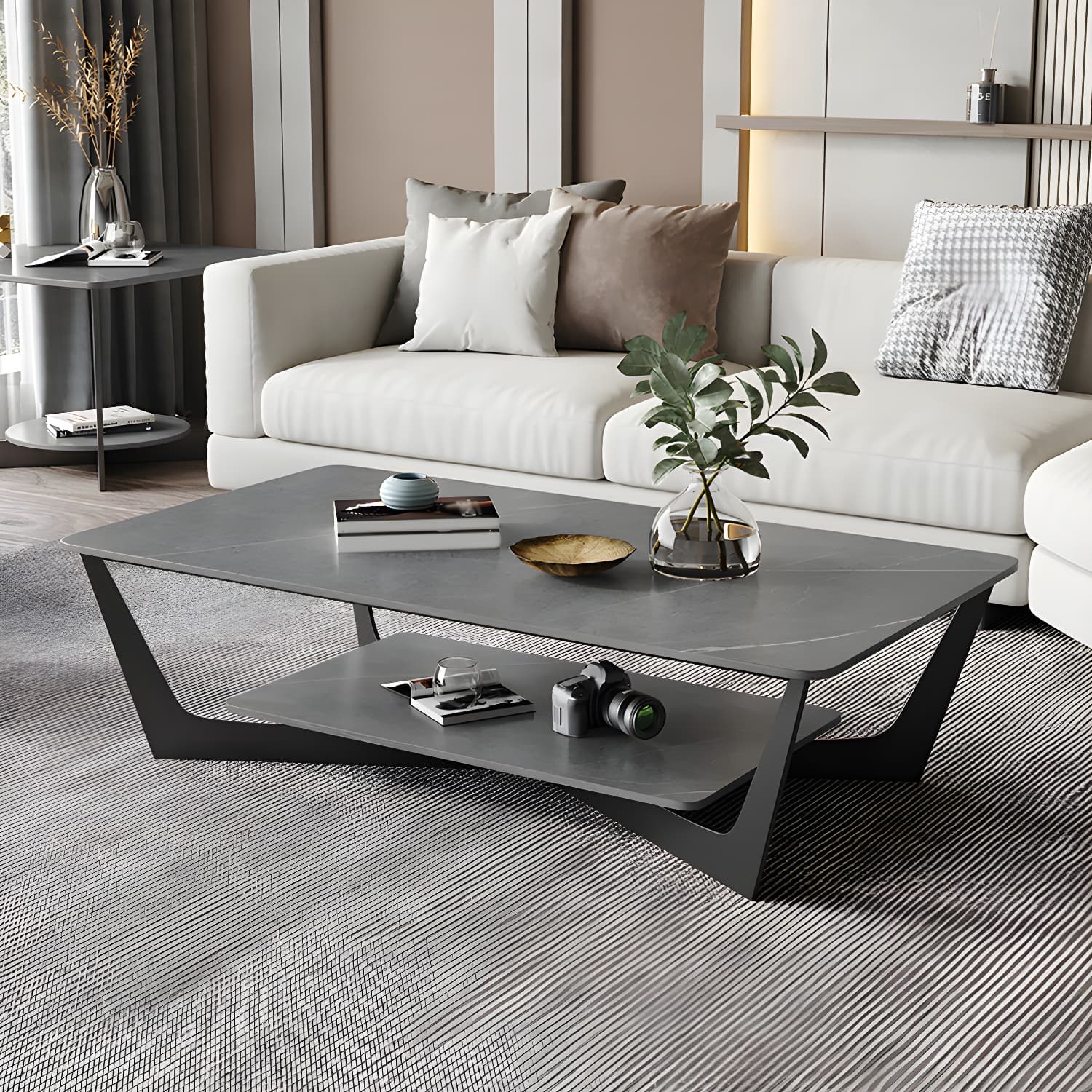 Slate Rectangular Coffee Table Minimalist Modern Coffee Table - image 5