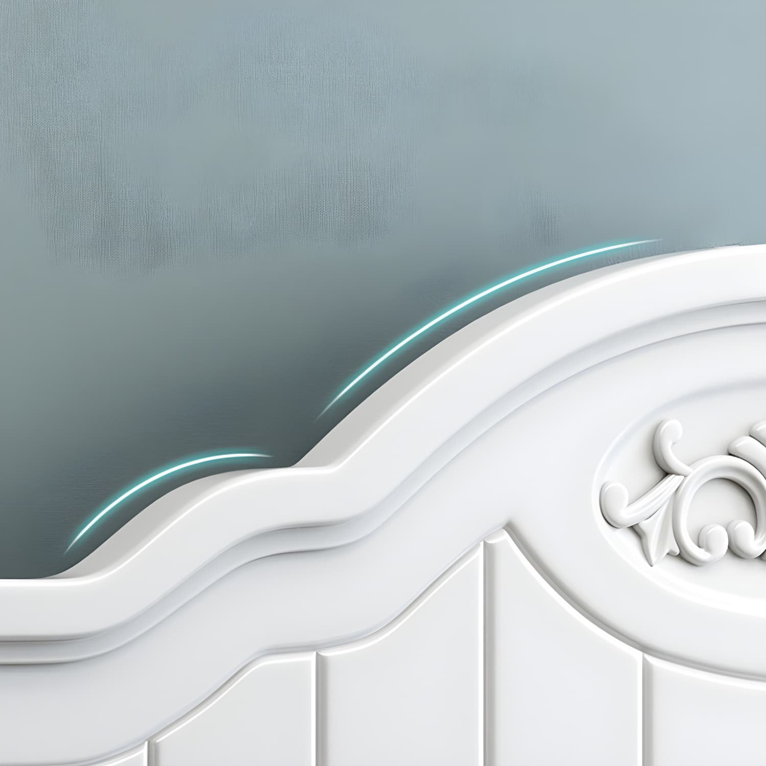 French Country Bed 83.46" Long Bed with Arched Headboard in White - image 9