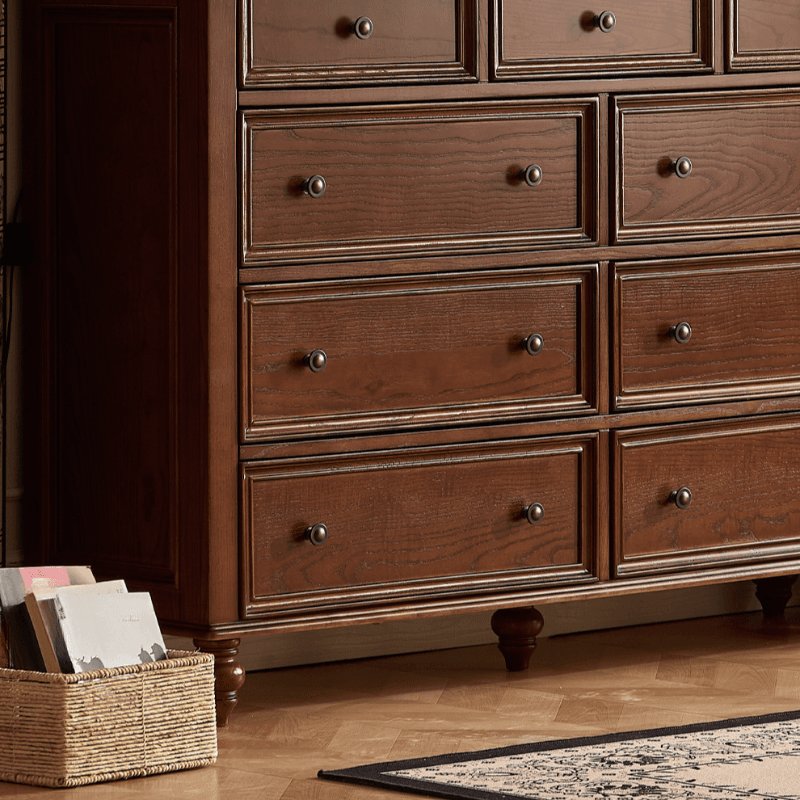 Cocoa Casual Ash Wood Double Dresser/Lingerie Chest with 9/8/6 Drawers, Horizontal/Vertical - image 4
