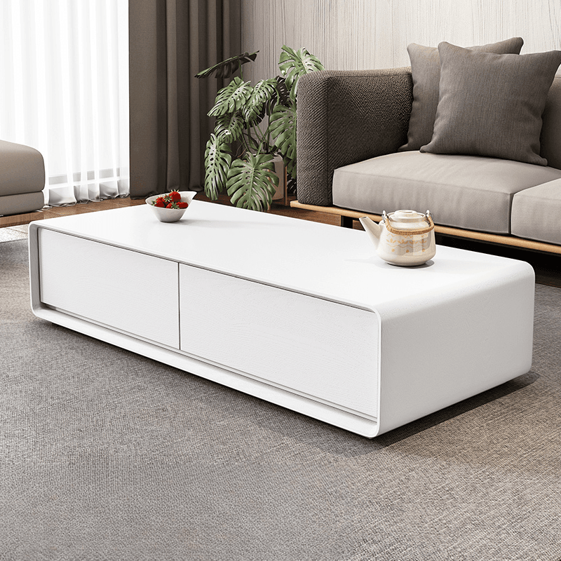 Simplistic Rectangular Shape Reclaimed Wood Single Block Coffee Table in Pecan/Charcoal/Wood Grain with 4 Drawers - image 9