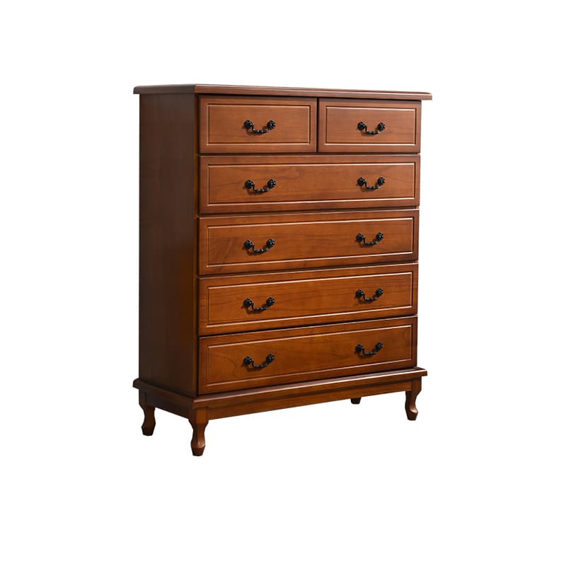 Traditional Style Black Handle Chest with Drawers in Solid Wood