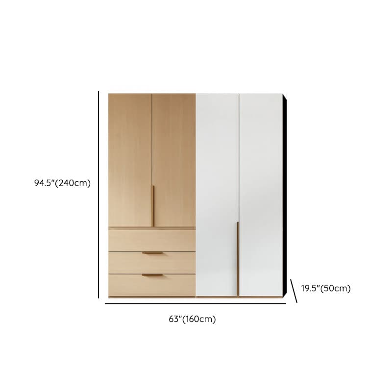 Multicolor/White/Natural Color Art Deco Composite Wood Cabinet Armoire with Hanging Rod, Interior Shelves, Soft Close Door and Soft Close Drawer - image 21
