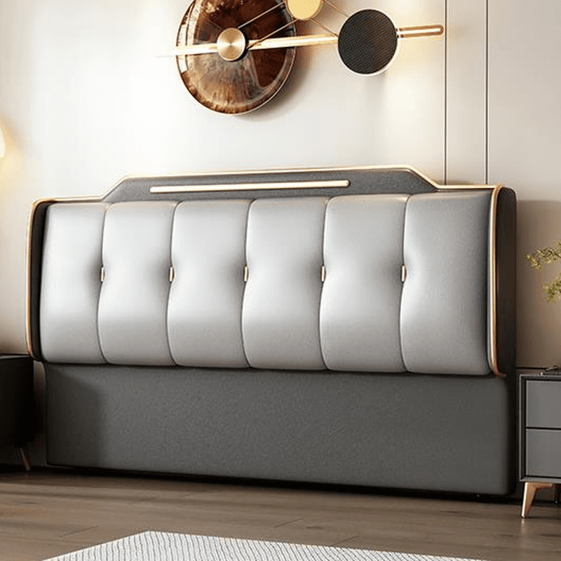 Art Deco Style Panel Headboard in Pine Wood with No Distressing, Rectangle Shape for Queen/Full/Twin XL Bed, Featuring Sponge Upholstery and Standard Height
