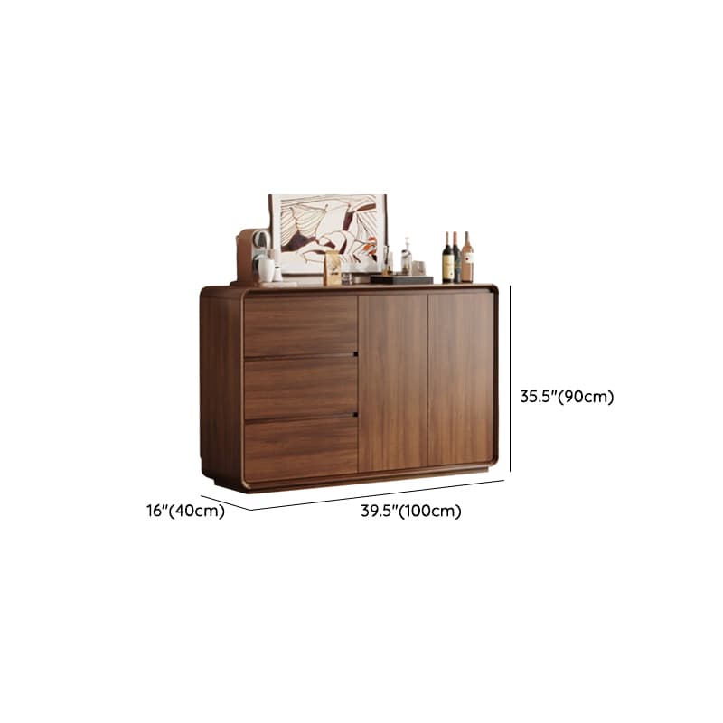 Sepia Simplistic Sideboard with 3 Drawers, Standard Size, Adjustable Shelving, and Multiple Doors Storage Cabinets - image 13