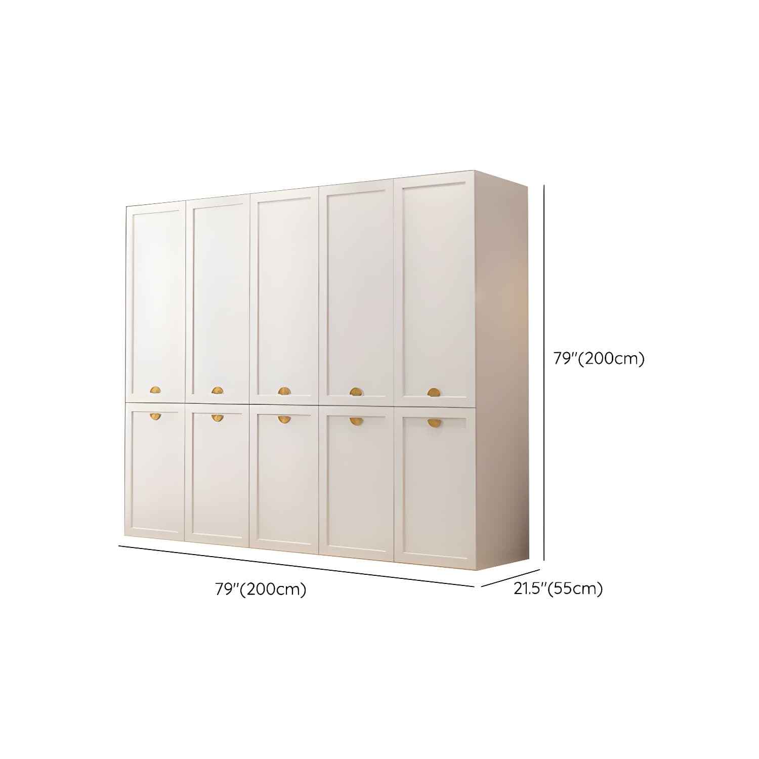 Modern Solid Color Shelves Hinged Doors Cloth Rod Included Cabinet in Beige - image 23