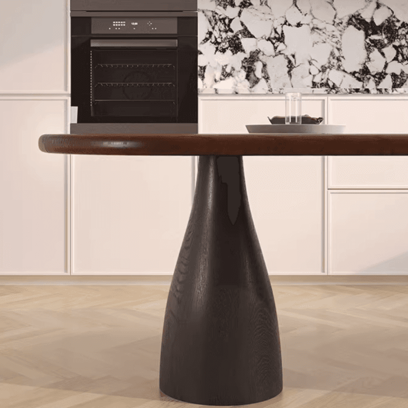 Dining Table Set with Asymmetrical Shape, Wood Slab Top, and Three Legs - image 7