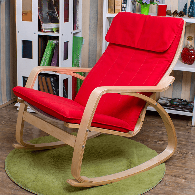 Ergonomic Natural Wood Rocking Armchair with Rear Back, Stationary - image 5