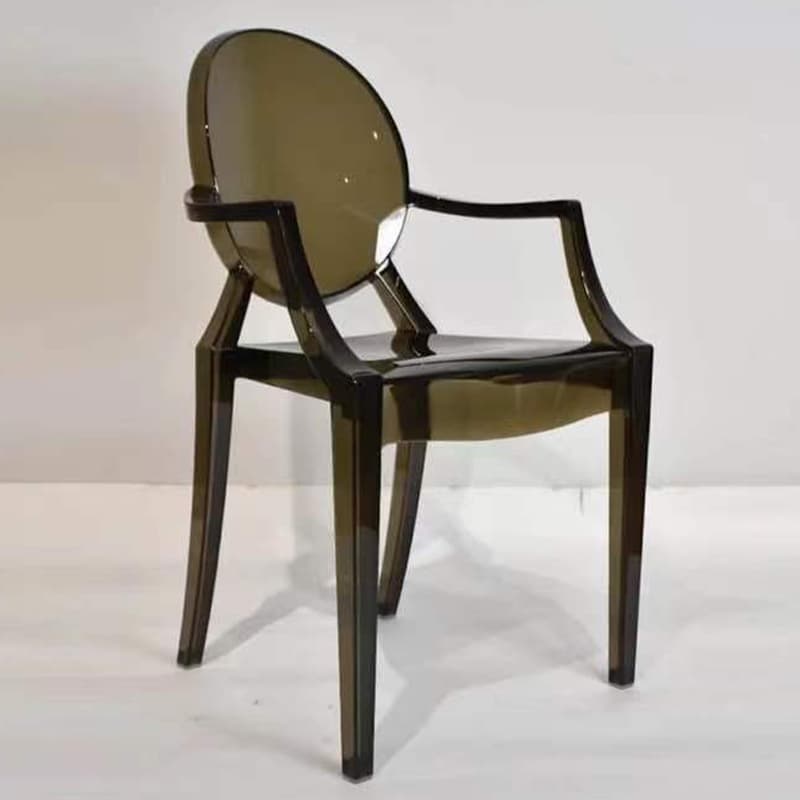 Scandinavian Reliable Arm Chair in Plastic for Dinette with Open Back and Foot Pads - image 7