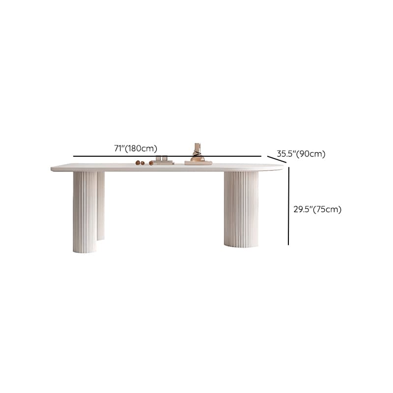 Modern Simple Style Stone Dining Table Set with Twin Support Base and Fixed Table in Chalk - image 21