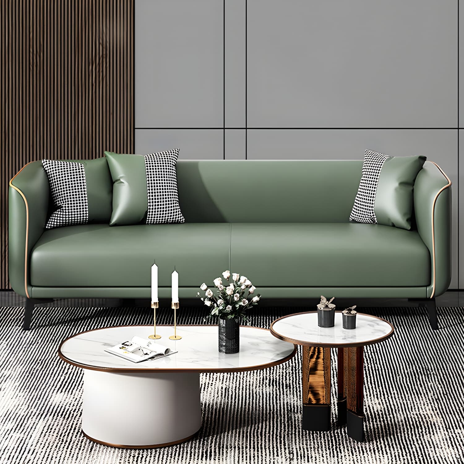 Modern Square Arm Standard Sofa Metal Legs Settee for Living Room - image 13
