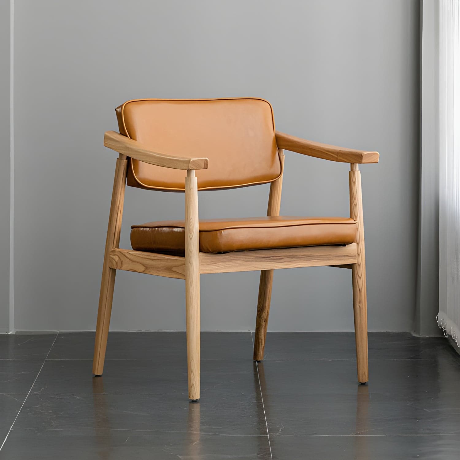 Traditional Style Dining Chairs Kitchen Arm Side Chairs with Wooden Legs - image 5