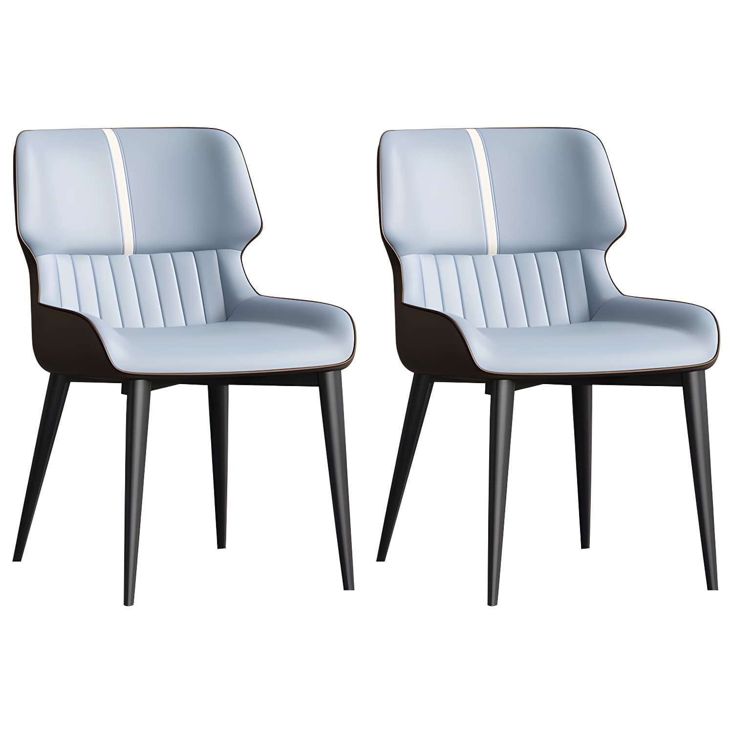 Contemporary Home Wingback Side Chair Matte Finish Leather Dining Chair