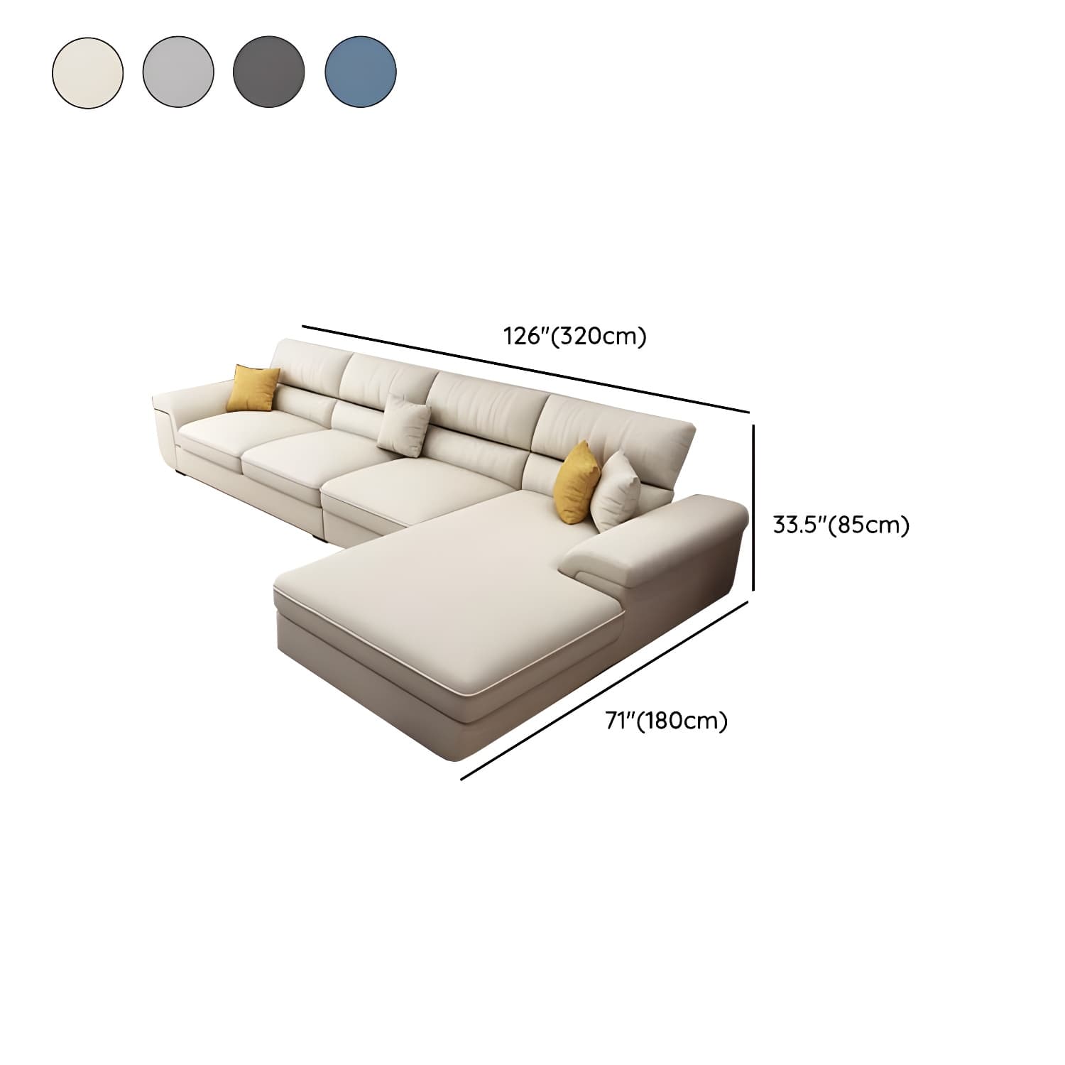 Modern L-Shape Wood Sectional Sofa Chaise with Pillow Top Arm and 3 Piece Set - image 17