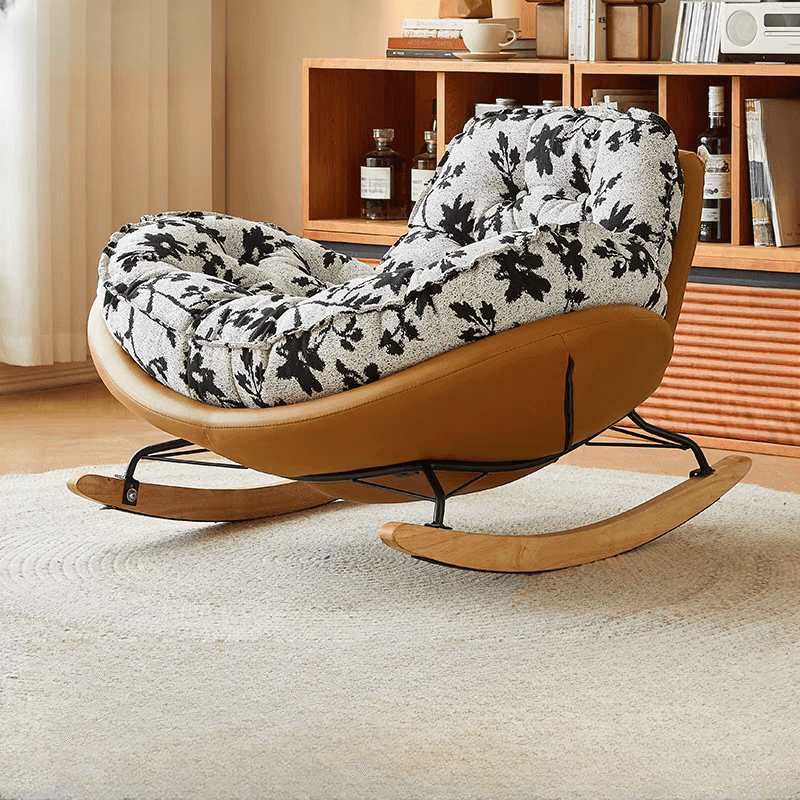 Modern Scratch-tolerant Upholstered Rocking Chair with Padded Comfort