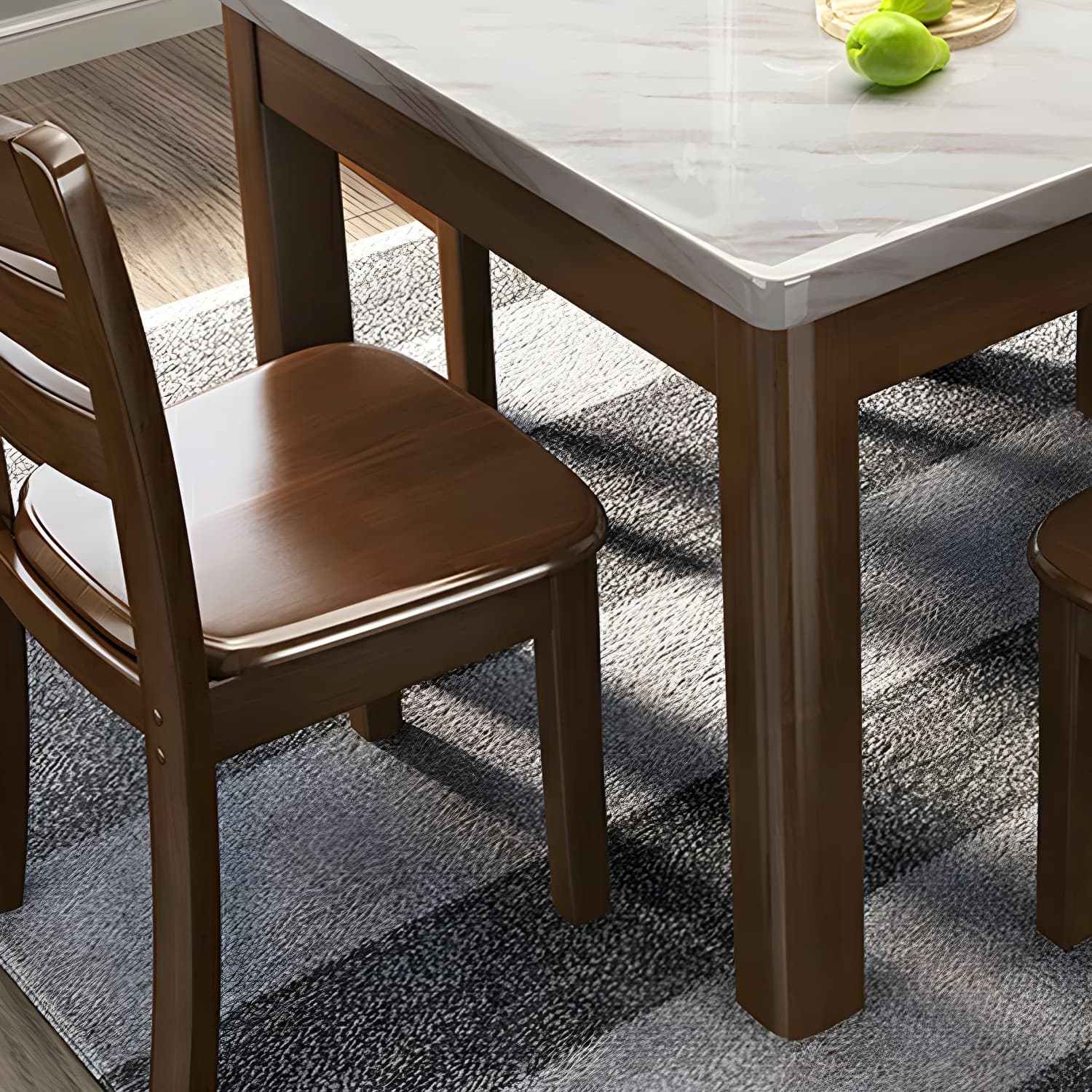 Square Marble Dining Table Set 1/5 Pieces with Solid Wood Base for Kitchen - image 8