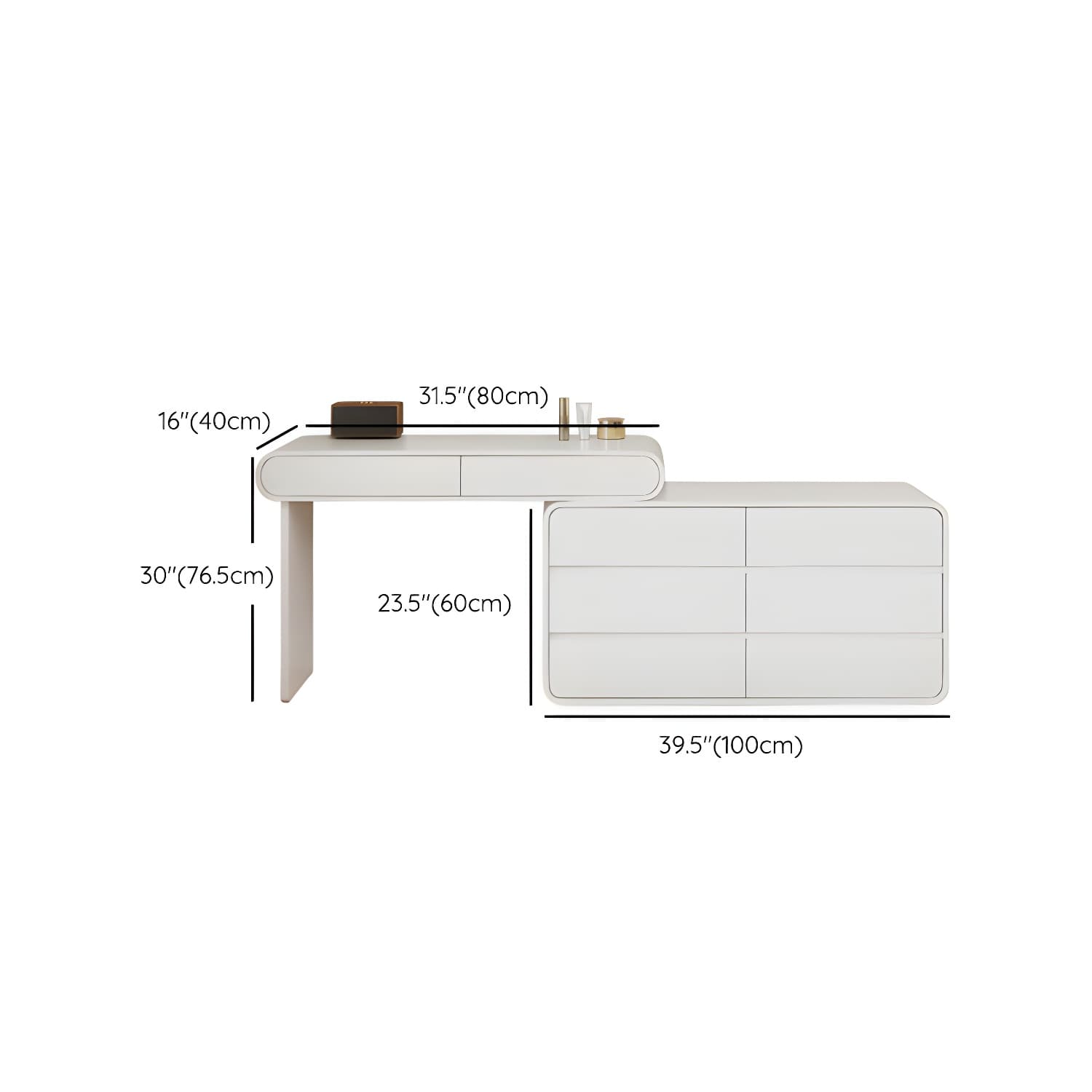 Modern White Wooden Makeup Vanity With Soft Close Drawers & Easy Assembly, Standard Width - image 19