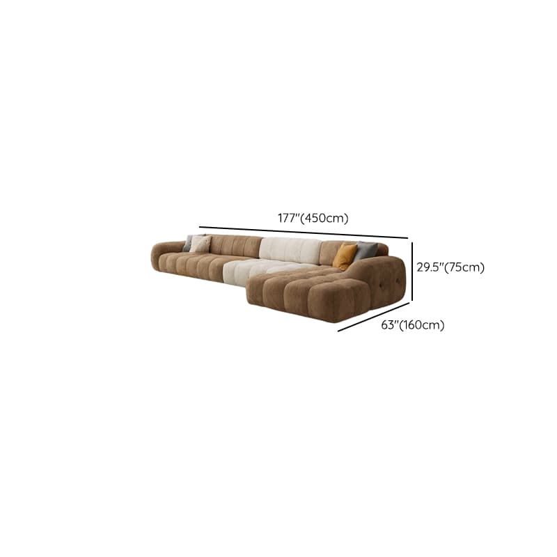 Channel Back L-Shape/Straight Right Hand Facing/Horizontal Sofa Recliner/Sofa Couch in Brown/Beige with Concealed Support & Pine Wood Frame for Living Room - image 29