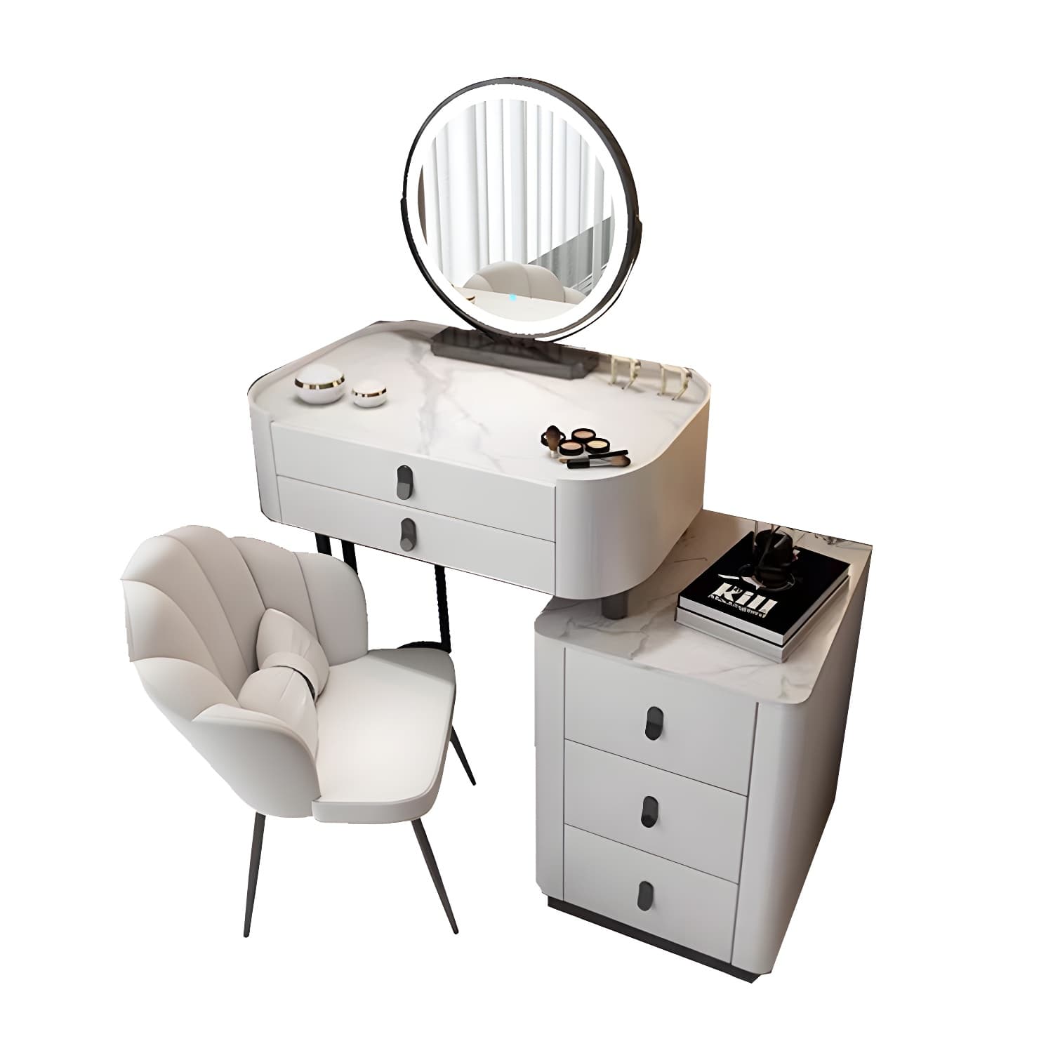Glass/Stone Make-up Vanity Modern Vanity Dressing Table with Storage Drawers - image 16