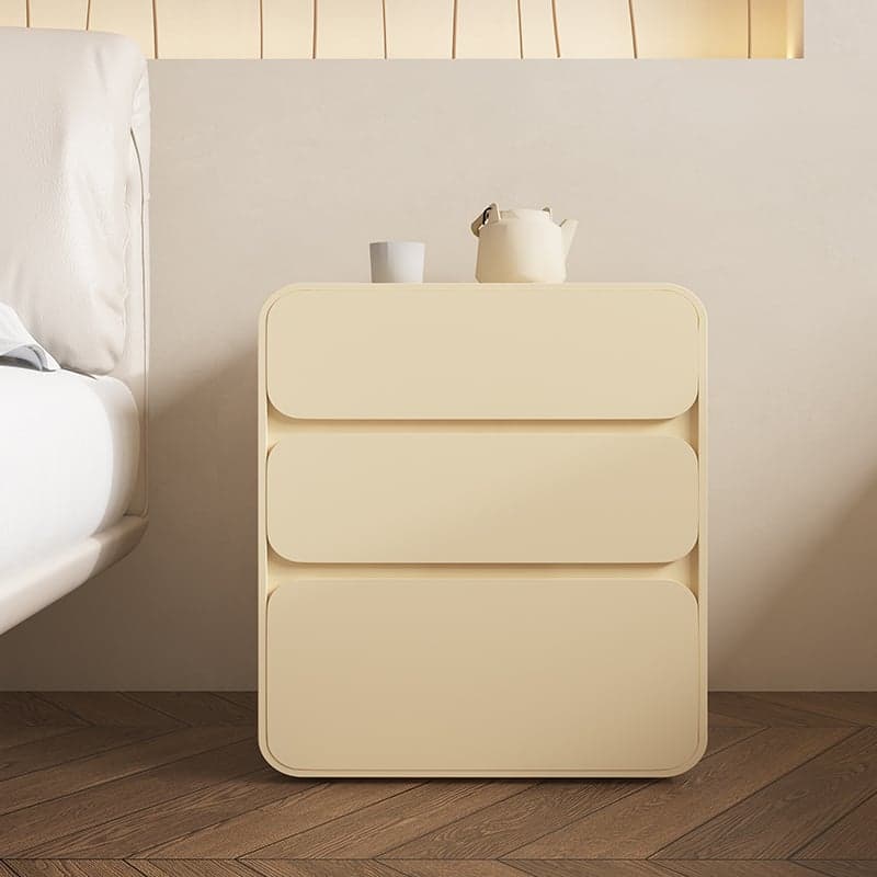 Organic Modern Coffee Pu Leather Nightstand With Drawer Organization, 1 Piece - image 10